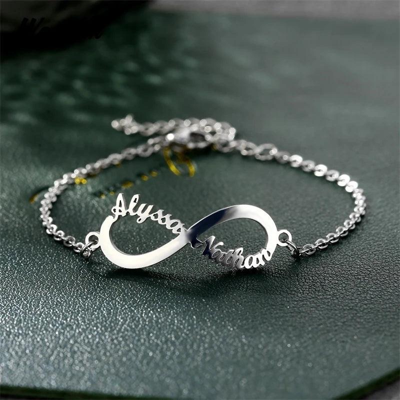 Personalized Name Infinity Bracelet for Women Stainless Steel Jewelry