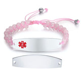 Adjustable Beads Chain Medical Alert ID Bracelet for Women