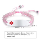 Adjustable Beads Chain Medical Alert ID Bracelet for Women