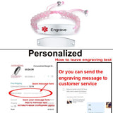 Adjustable Beads Chain Medical Alert ID Bracelet for Women