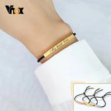 Personalized Engrave Thin Bar Bracelets for Women, Adjustable Wristband