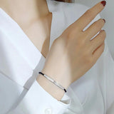 Personalized Engrave Thin Bar Bracelets for Women, Adjustable Wristband