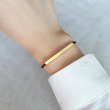 Personalized Engrave Thin Bar Bracelets for Women, Adjustable Wristband