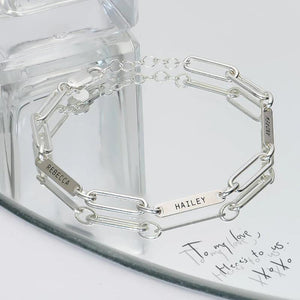 Personalized Stainless Steel Name Bracelet Engraved 1-3 Names for Birthday Gift