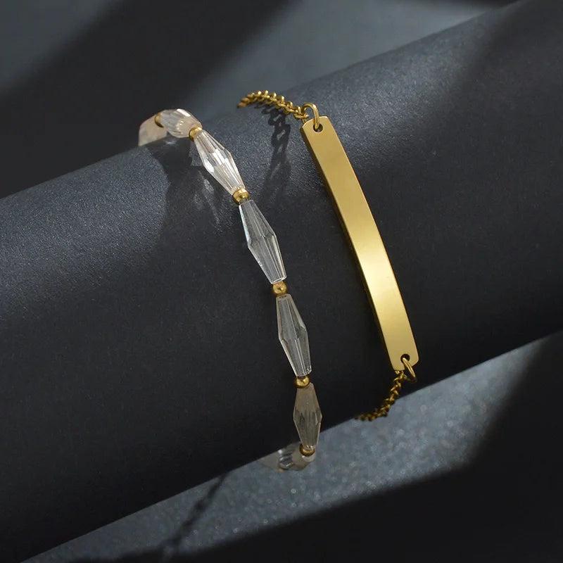 Stainless Steel Engraved Name Date ID Bracelet Chain Bangle