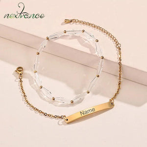 Stainless Steel Engraved Name Date ID Bracelet Chain Bangle