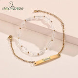 Stainless Steel Engraved Name Date ID Bracelet Chain Bangle