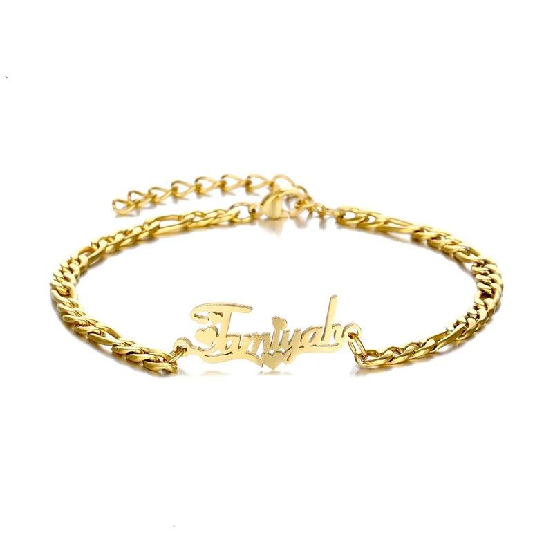 Personalized Stainless Steel Crown Heart Nameplate Bracelet