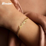 Personalized Stainless Steel Crown Heart Nameplate Bracelet