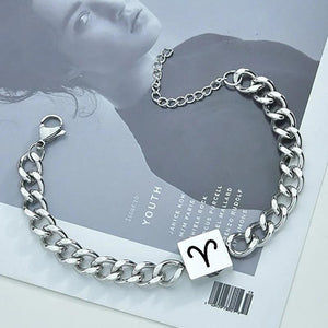 Engraving Bracelet Stainless Steel 12 Constellation Cuban Chain