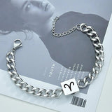 Engraving Bracelet Stainless Steel 12 Constellation Cuban Chain