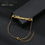 Stainless Steel Name Chain Bracelet with Wings