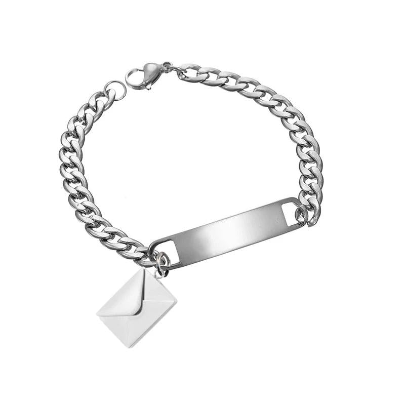 Personalized Love Letter Engraved Name Bracelet Stainless Steel