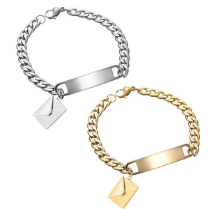 Personalized Love Letter Engraved Name Bracelet Stainless Steel