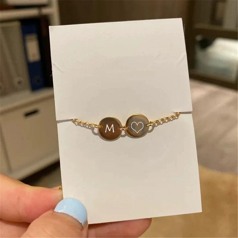 Letter Bracelet Initial Name A-Z Bracelet for Women Stainless Steel