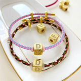 Personalized Initial Letter Bracelet Beads CZ for Women Couples Adjustable
