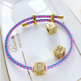 Personalized Initial Letter Bracelet Beads CZ for Women Couples Adjustable