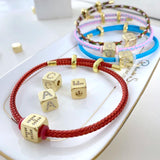 Personalized Initial Letter Bracelet Beads CZ for Women Couples Adjustable