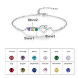 JewelOra Heart Knot Bracelet with Birthstones DIY Adjustable Chain Bracelet