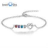 JewelOra Heart Knot Bracelet with Birthstones DIY Adjustable Chain Bracelet
