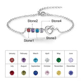 JewelOra Heart Knot Bracelet with Birthstones DIY Adjustable Chain Bracelet