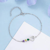 JewelOra Heart Knot Bracelet with Birthstones DIY Adjustable Chain Bracelet