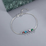 Custom 5 Heart Birthstones Adjustable Bracelet for Women