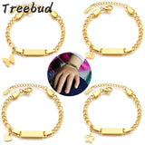 Treebud Engraved Baby Bracelet Stainless Steel Nameplate Crown