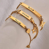 Treebud Engraved Baby Bracelet Stainless Steel Nameplate Crown