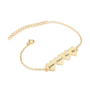 Personalized Engraved Name Heart to Heart Chain Bracelet for Mom