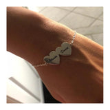 Personalized Engraved Name Heart to Heart Chain Bracelet for Mom