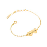 Personalized Engraved Name Heart to Heart Chain Bracelet for Mom