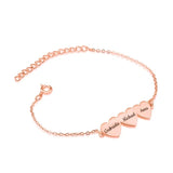 Personalized Engraved Name Heart to Heart Chain Bracelet for Mom