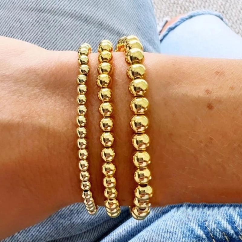 Adjustable Gold-color Bead Arm Bangle
