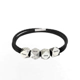 Men's Braided Leather Bracelet With Beads Engraved with 1-8 Names