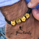 Men's Braided Leather Bracelet With Beads Engraved with 1-8 Names
