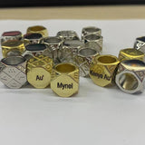 Men's Braided Leather Bracelet With Beads Engraved with 1-8 Names