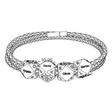 Men's Braided Leather Bracelet With Beads Engraved with 1-8 Names