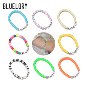 Initials Name Polymer Clay Beads Bracelets For Girl Baby Childs