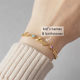 Personalized Multiple Name Bracelets with Birthstone