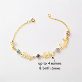 Personalized Multiple Name Bracelets with Birthstone