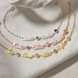 Personalized Multiple Name Bracelets with Birthstone