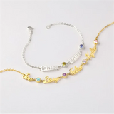 Personalized Multiple Name Bracelets with Birthstone