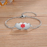 Custom Medical Alert ID Bracelet for Women - Stainless Steel Double Hearts