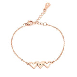 316L Sister Bracelet 3 Hearts Engraved Personalized Nameplate Gift