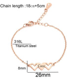 316L Sister Bracelet 3 Hearts Engraved Personalized Nameplate Gift
