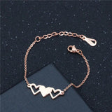 316L Sister Bracelet 3 Hearts Engraved Personalized Nameplate Gift