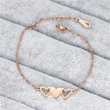 316L Sister Bracelet 3 Hearts Engraved Personalized Nameplate Gift