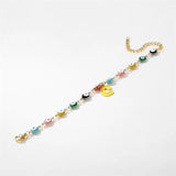 Colorful Devil Eye Bracelet Stainless Steel Chain Letter Jewelry