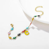 Colorful Devil Eye Bracelet Stainless Steel Chain Letter Jewelry